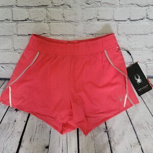 NWT Woman’s SPYDER Running Shorts Coral Reflective Seams Size Small